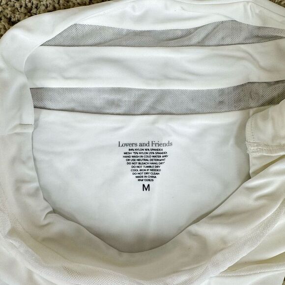 Lovers + Friends Cashel High Waist Bikini Bottom in White Sheer Mesh Stripes Che - Picture 10 of 13
